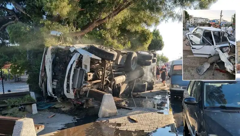 Freni Patlayan Kamyon Trafikte Kaos Yarattı: Otomobillere Çarptı