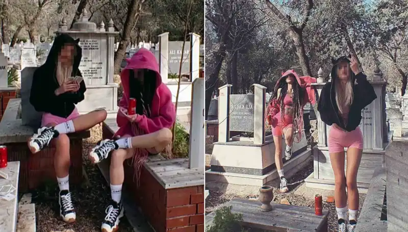 Mezarlıkta Çekilen Şok Edici Fotoğraf Sosyal Medyada Olay Oldu
